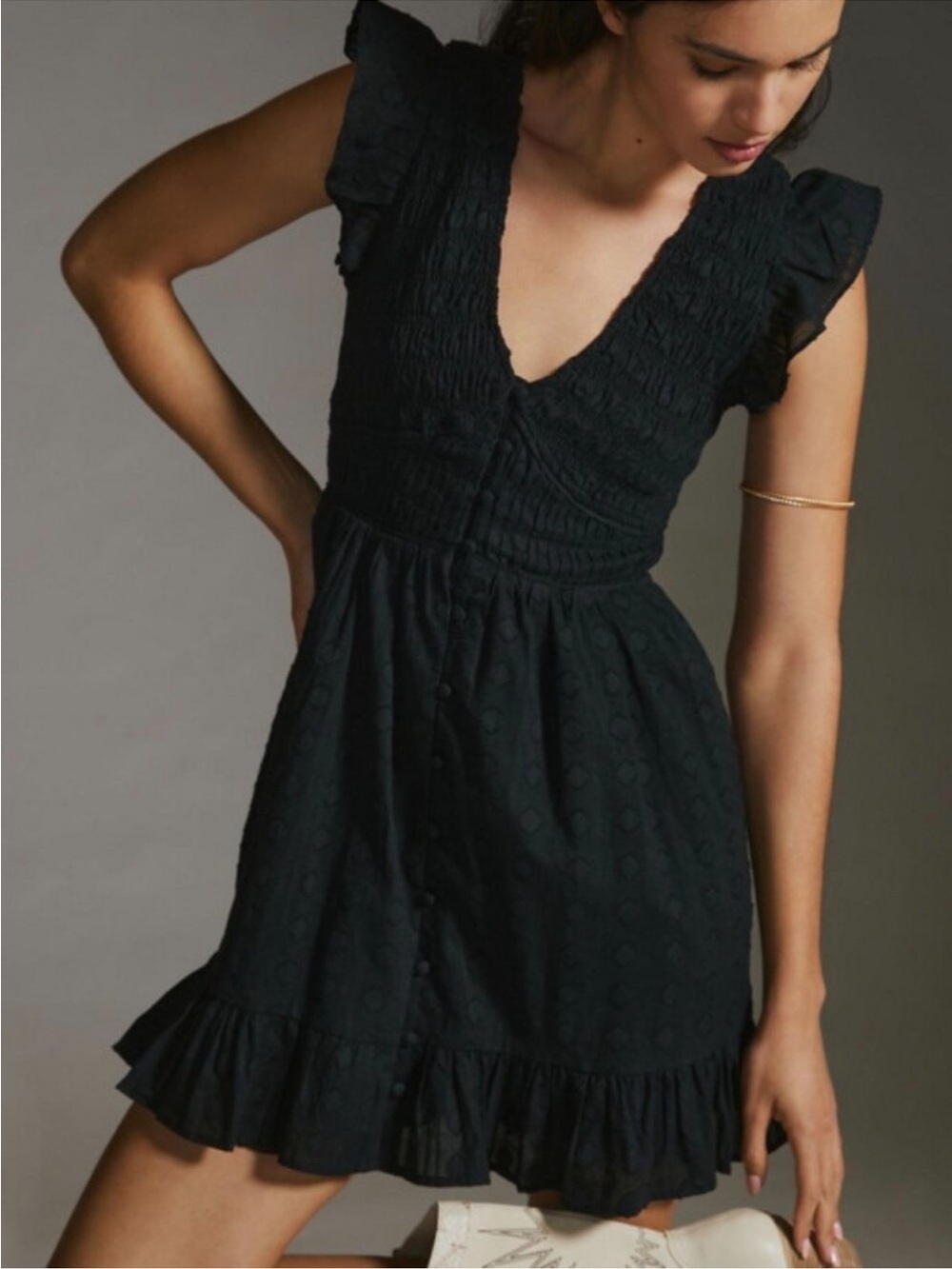 Anthropologie Black Mini Peregrine Dress